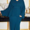 Plus Size Elegant Bat Sleeve Skirt Two-Piece Outfit