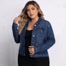 Classic Plus Size Long Sleeve Denim Coat