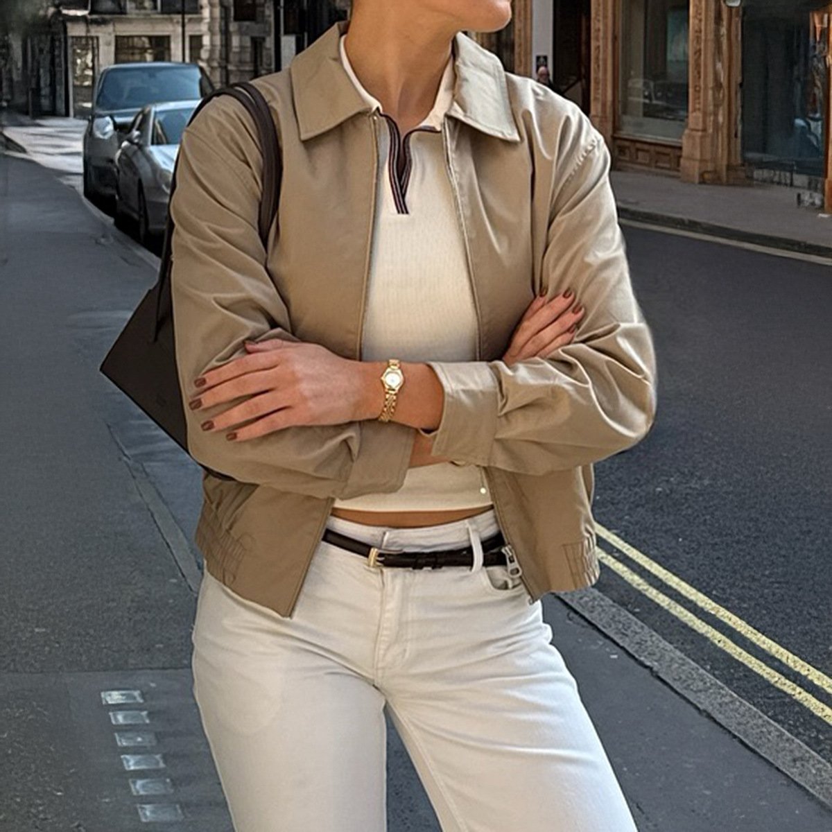 Elegant Faux Leather Short Zipper Coat for Women