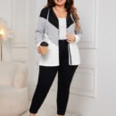 Plus Size Striped Contrast Color Casual Cardigan Coat