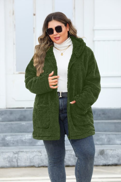 Plus Size Thickened Plush Hooded Winter Jacket