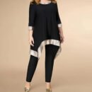 Plus Size Asymmetric Mid-Sleeve Top & Casual Pants Spring-Autumn Set