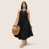 Plus Size V Neck Sleeveless Summer Beach Dress