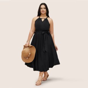 Plus Size V Neck Sleeveless Summer Beach Dress