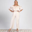 Plus Size Off-Shoulder Straight-Leg Office Casual Jumpsuit