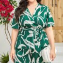 Plus Size Sexy Bow Lace-Up High Waist Jumpsuit – Summer Style