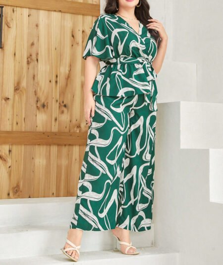 Plus Size Sexy Bow Lace-Up High Waist Jumpsuit – Summer Style