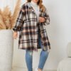 Plus Size Autumn Winter Plaid Hooded Coat