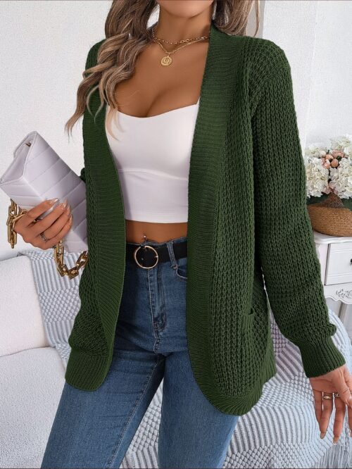 Casual Pocket Long Sleeve Knit Cardigan Coat
