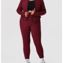 Plus Size Contrast Color Nude Feel Yoga Two-Piece Set