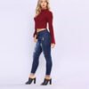 High Waist Ripped Stretch Slim Fit Jeans for Women