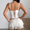 Embroidered Lace Corset Vest with Boning