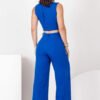 Solid Color Sleeveless Cropped Two Piece Casual Set