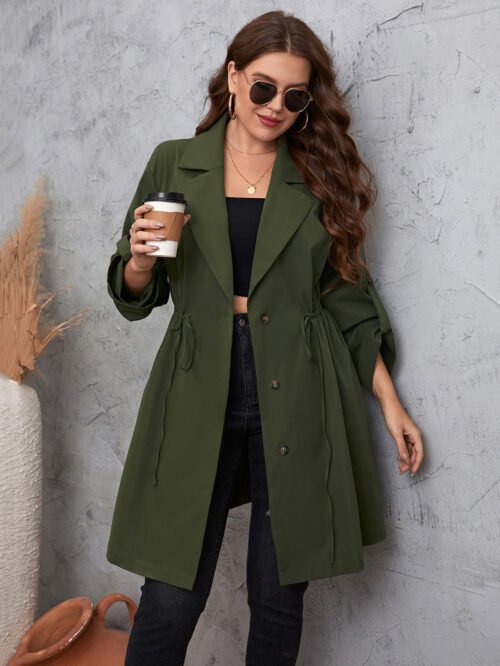 Plus Size Simple Elegant Solid Color Mid-Length Coat