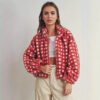 Women’s Autumn Winter Plush Red Plaid Coat
