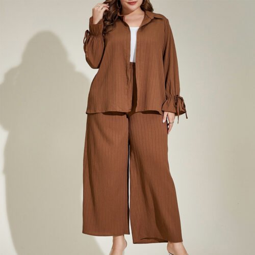 Plus Size Elegant Casual Loose Two-Piece Suit for Spring & Autumn