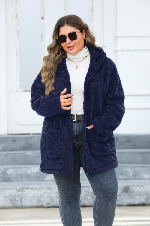 Plus Size Thickened Plush Hooded Winter Jacket