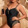 Plus Size Slimming Conservative One-Piece Swimsuit