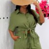 Plus Size Short Sleeve Shirt & Wide-Leg Shorts Summer Set