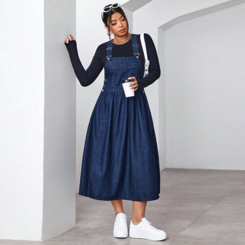 Plus Size Slimming Large Hem Suspender Maxi Dress