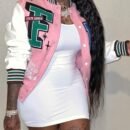 Plus Size Casual Letter Graphic Stitching Jacket