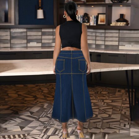 Plus Size Relaxed Fit Casual Denim Long Skirt