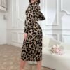Satin Leopard Print Split Maxi Dress
