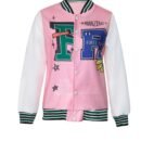 Plus Size Casual Letter Graphic Stitching Jacket