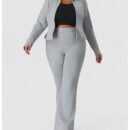 Plus Size Fall Winter Bell-Bottom Workout Set – Slim Fit Activewear