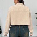 Plus Size Solid Color Polo Collar Slimming Coat