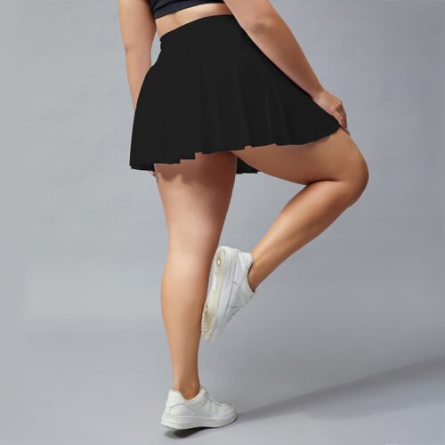 Plus Size Quick-Dry Tennis Skirt with Built-In Shorts – Breathable Fitness Skort