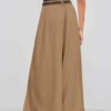 Khaki Wide Leg Draped Suit Pants for Women