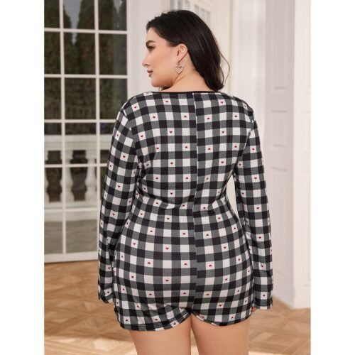Plus Size Long Sleeve Pajama Jumpsuit for Women