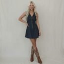 Women’s Summer Sleeveless V-Neck Waist-Control Denim Dress