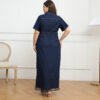 Plus Size Short Sleeve Tassel Button Belt Maxi Dress