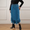 Plus Size Tassel Detail Denim Fit Long Skirt