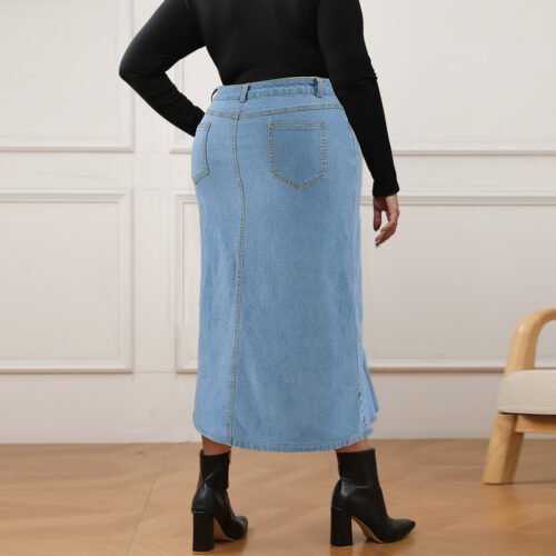 Plus Size Everyday Denim Fit Long Skirt