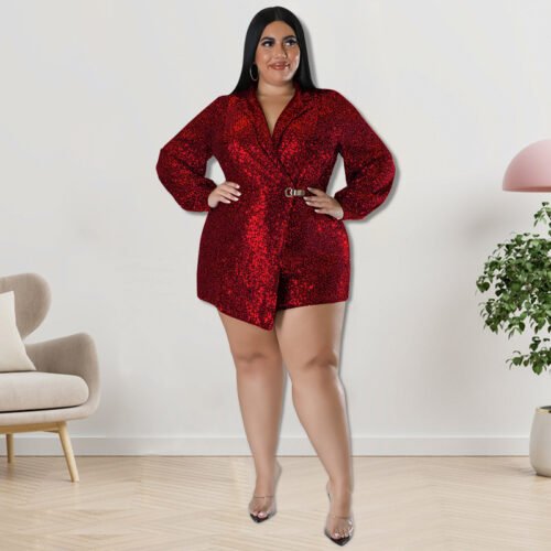 Plus Size Sequin Party Romper – Glam Evening Wear
