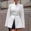 White Slim Fit Business Blazer for Women