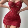 Lace Cutout See-Through Spaghetti Strap Nightdress