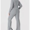 Plus Size Fall Winter Bell-Bottom Workout Set – Slim Fit Activewear