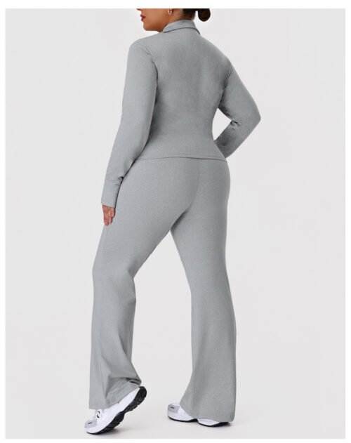Plus Size Fall Winter Bell-Bottom Workout Set – Slim Fit Activewear