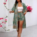 Plus Size Floral Print Elegant Holiday Three-Piece Set