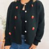 Strawberry Jacquard Knitted Cardigan