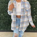 Plus Size Woolen Collared Button Pocket Coat