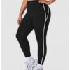 Plus Size Side Stripe Peach Hip Yoga Leggings – High Elastic Fit