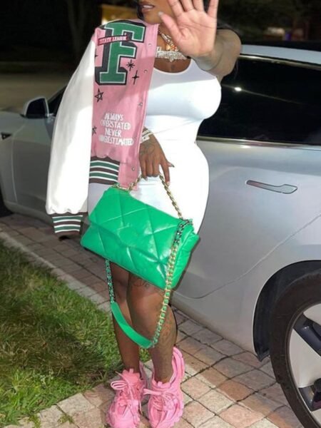 Plus Size Casual Letter Graphic Stitching Jacket