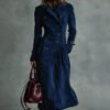 Western Style Suede Long Trench Coat for Women