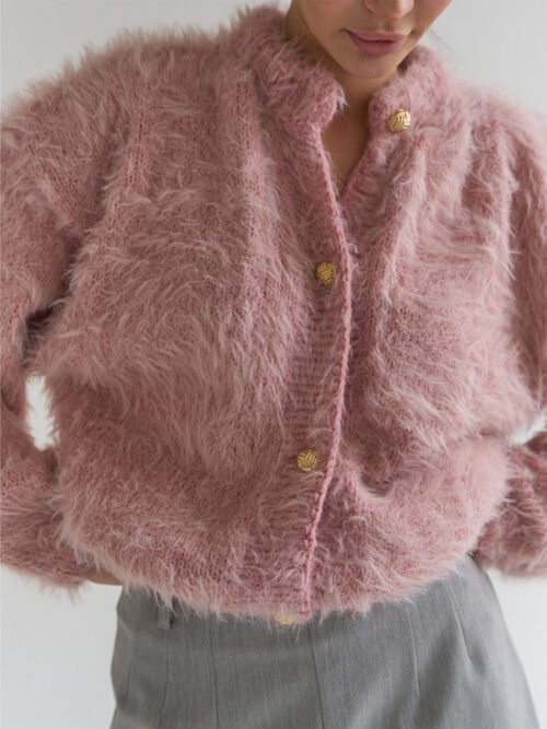 Soft Mink-Like Knitted Sweater Cardigan