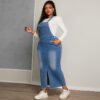 Plus Size Casual Denim Suspender Slimming Skirt Dress